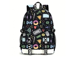 Mochila De Estudante Panoona Consola Jogos Estampa 3d Completa 17 Pol Estilo 9