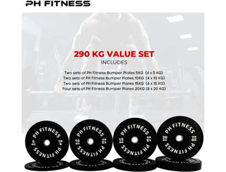 Conjunto Bumper Plates 290kg Discos 50mm Treino Profissional E Ginásio Comercial Ph Fitness