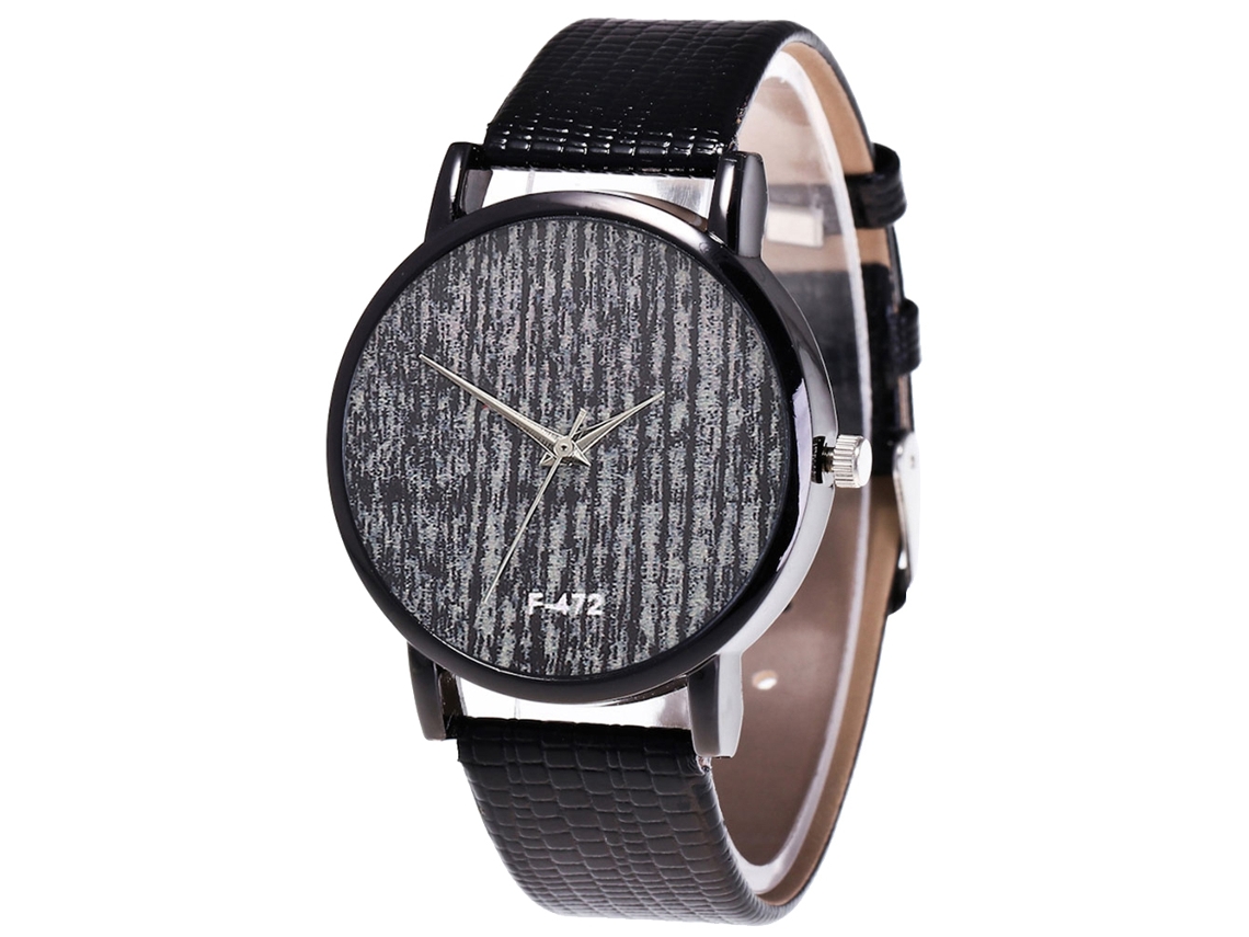 Relógio de quartzo com pulseira de couro PU, mostrador redondo moderno, pulseira para casal, preto