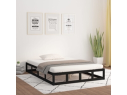 Vidaxl Estrutura de Cama Super King 180x200 Cm Madeira Maciça Preto