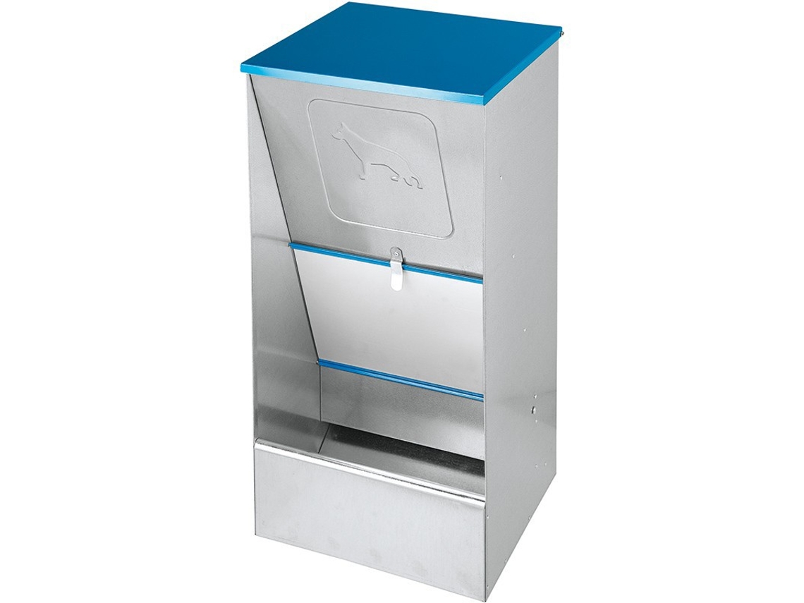 Alimentador para cães galvanizado com reservatório de 27 litros | 31x26x61 cm | Dispensador de ração durável para uso externo