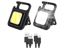 Lanterna Cob Pequena Lanterna de Bolso Magnética de 500 Lúmens Altos Chaveiro Recarregável Luz de Trabalho 4 Modos de Luz Preto BISBISOUS VIGA EUROPE
