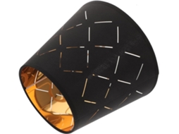 Luminária de Mesa em Tecido Preto e Dourado para Instalação na Sala de Estar. SFUSHOS