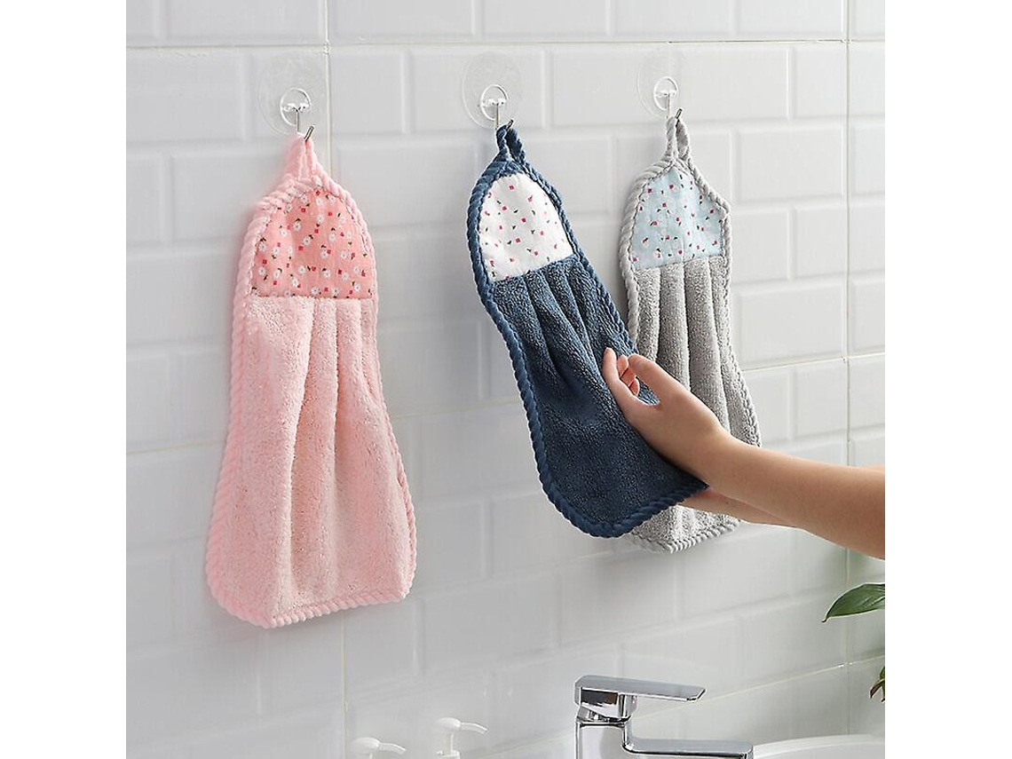 Rebe toalhas de Mão Penduráveis 6 Unidades Coral Fleece Absorventes Leves Secagem Rápida para Cozinha Banheiro Lar 23cmx37cm Cinza Azul Rosa