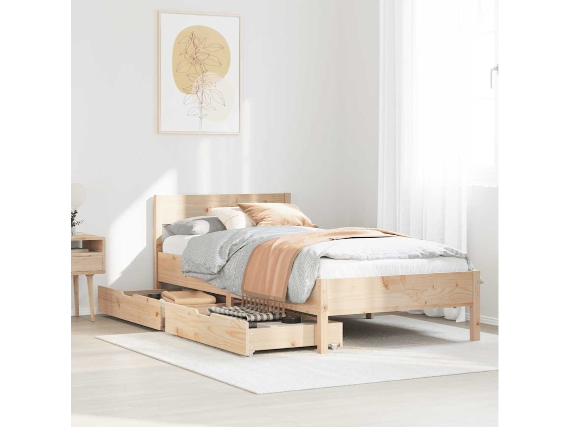 Vidaxl Cama Sem Colchão 75x190 Cm Madeira De Pinho Maciça