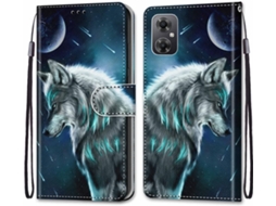Capa Fólio Pintura Note Lobo para Xiaomi Xiaomi Poco M4 5G/Poco M5/Note 11R HONGWE. Magnética Multicor
