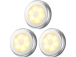 Conjunto de Três Luminárias Cabeceira Indução Prateadas com Luz Quente BRILVIBERA