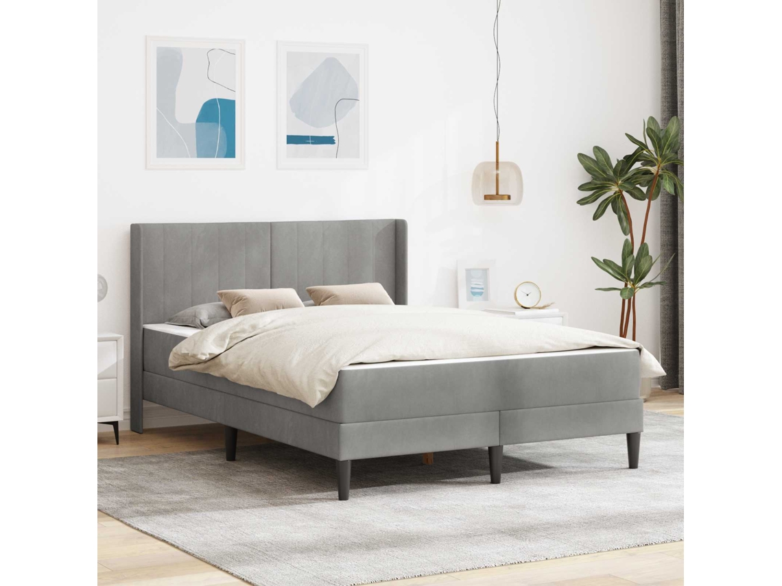 Vidaxl Estrutura De Cama Com Colchão Cinzento-claro 160 X 200 Cm