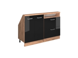 Conjuntos De Móveis De Armazenamento Sob Pente Rion, Lote De 2, Preto Brilhante/carvalho Dourado, Carvalho Resistente Dourado, Vicco