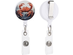 Porta Crachá Retrátil Red Crab, Resistente, Com Clipe Redondo, Leve E Feito De Plástico, Ideal Homens E Mulheres