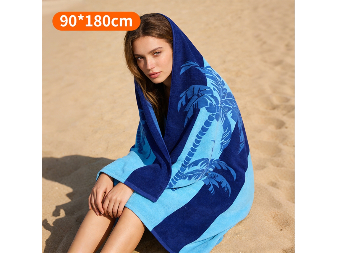 Toalha De Praia Secagem Rápida, Não Agarra Areia, Alta Absorção, 90×180cm coqueiro Azulczhhmart