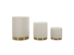 Conjunto de 3 pufes MF770, madeira, bege, 60x60x80 cm, Epikasa