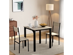 Conjunto de Mesa PAPRIKA com 2 Cadeiras para Sala Jantar e Varanda Cor Natural para Decoração Elegante