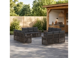 Vidaxl Conjunto De Sofá De Jardim 12 Unid. Cinzento Vime Pe
