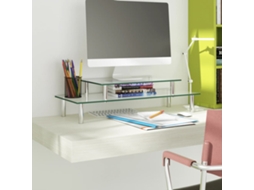 Vidaxl Suporte De Monitor De 2 Níveis Vidro Transparente