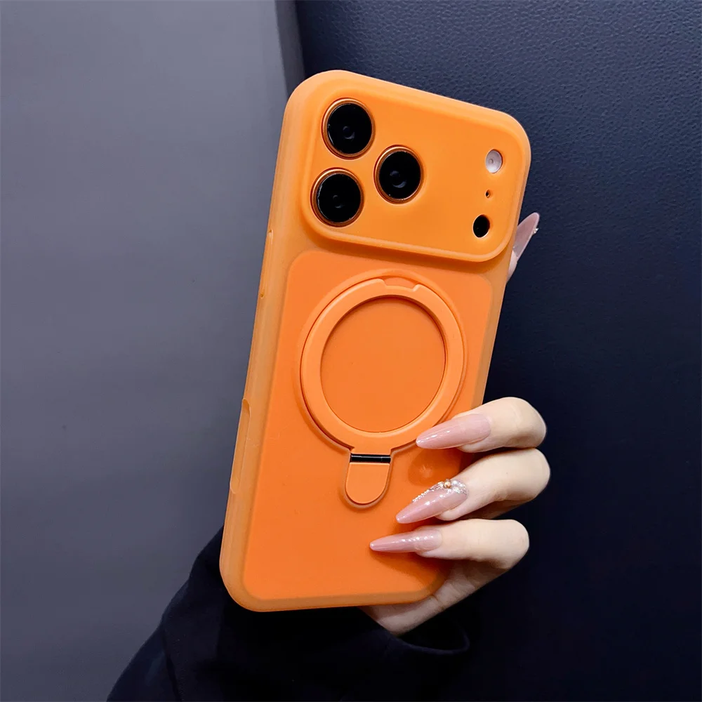 Capa De Silicone Para Iphone 16 Pro Max, Laranja, Compatível Com Iphone, Capa Protetora À Prova De Choque.