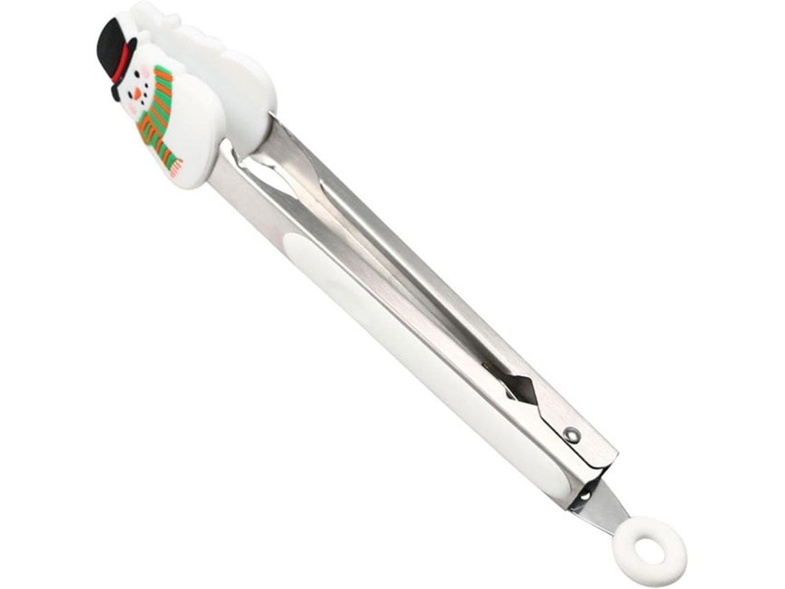Pinça De Aço Inoxidável Para Alimentos Chef Em Estilo Natalino, Resistente A Altas Temperaturas, 23cm 9 Polegadas, Ideal