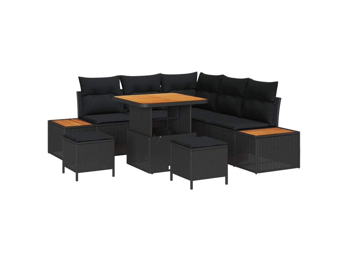 Maison Exclusive - Conjunto De Sofá De Jardim 8 Pcs Preto Rattan Sintético