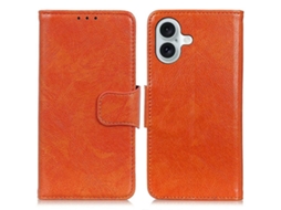 Capa Carteira Para Iphone 17 Em Couro Genuíno Com Textura Nappa - Laranja