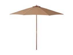 Guarda-sol Para Terraço/terraço Externo Ø300 Cm Com Cobertura Ventilada E Mastro De Madeira Removível, Cor Cáqui.