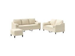 Conjunto de 3 Sofás com Almofadas Tecido Cor Creme MAISON EXCLUSIVE