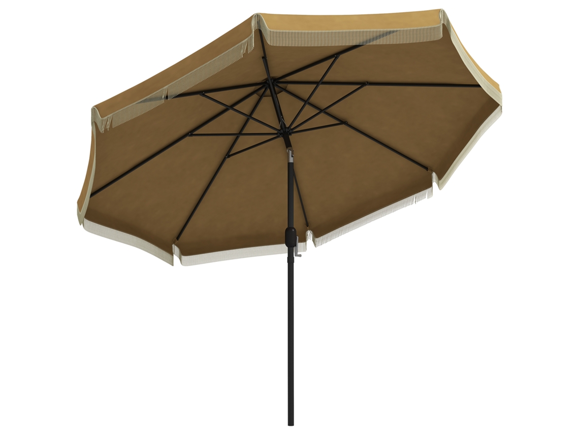 Guarda sol BTFORUS com frangas ø265cm inclinável mastro de metal em duas peças capa de vento cáqui/preto