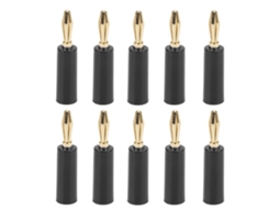 10 Unidades Conectores De Plugues Banana De 4mm Sem Solda De 6 Lâminas Para Equipamento Eletrônico Industrial Preto