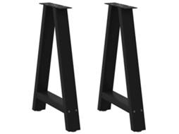 Vidaxl Pés Para Mesa De Jantar Em Formato A, 2 Peças, Preto, 50x(72-73) Cm, Aço