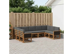 Vidaxl Conjunto De Sofás Para Exterior 9 Unid. Natural E Antracite