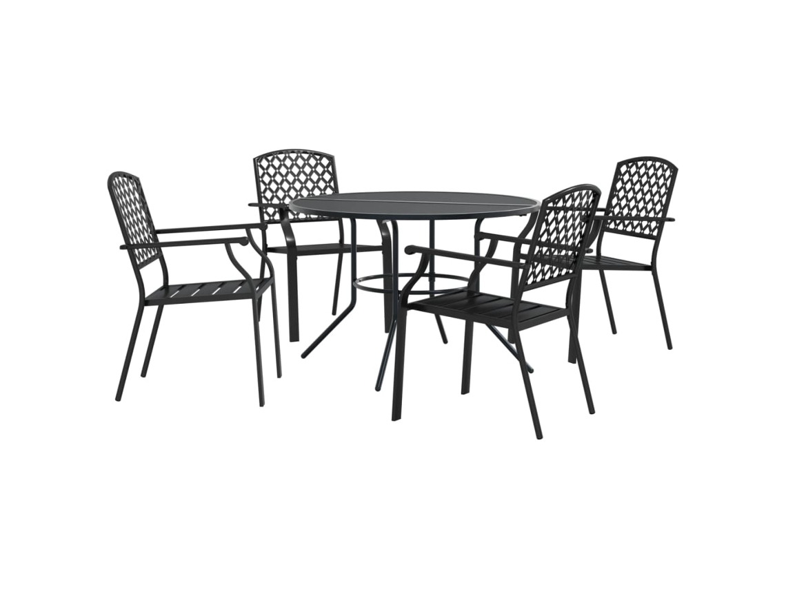 Maison Exclusive - Conj. Cadeiras Jardim Encastrar 5pcs Aço Revestido Pó Antracite