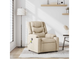 Vidaxl Poltrona De Massagens Reclinável Tecido Cor Creme