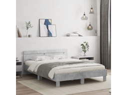 Vidaxl Estrutura Cama Cabeceira E Luzes Led 140x200cm Cinzento Cimento