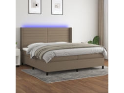 Cama Box Spring Colchão/led 200x200cm Tecido Cinza-acastanhado