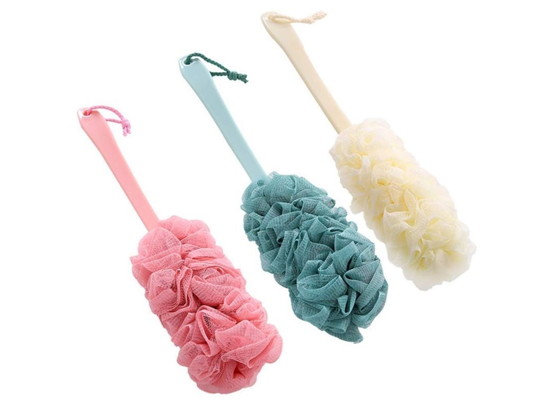 3 Pack Cepillo De Ducha De Mango Largo Esponja Exfoliante Luffa Limpiador De Espalda