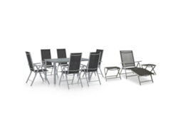 Vidaxl 10 Pcs Conjunto De Jantar Para Jardim Preto E Prateado