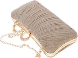Bolsa De Noite Feminina Ciieeo Elegante Em Cetim Dourado Plissado, Modelo Clutch Com Lantejoulas.