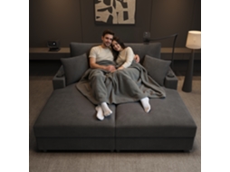 Sofá Cama Xxl Função De Cama, Superfície Almofadada, Porta Celular, Usb E Porta Copos Cinza Mobrio