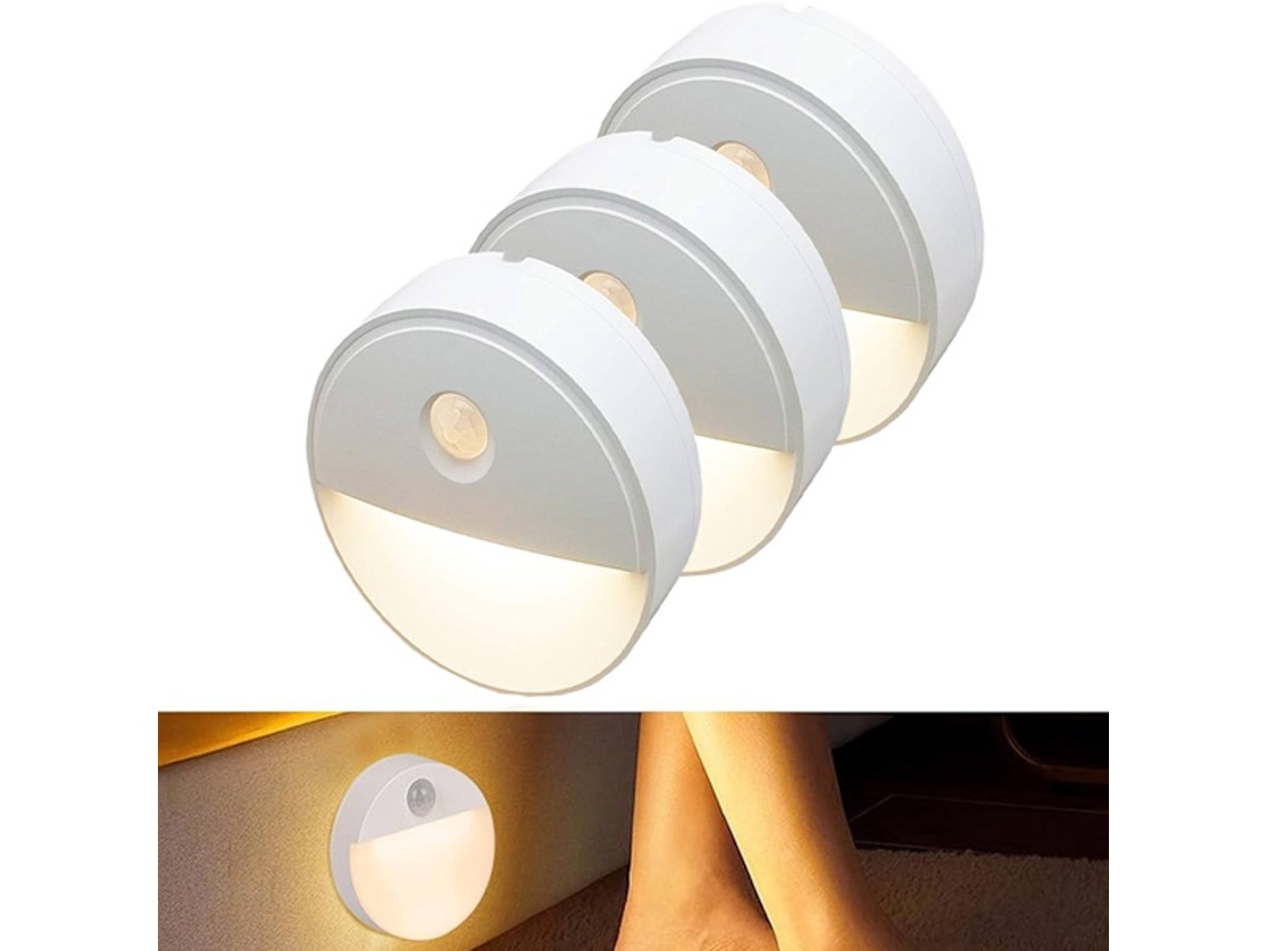 Iluminação para Escadas, Iluminação para Armários, Luz com Sensor, Luz Quente, Luz Noturna Redonda de Led com Sensor de Movimento BRILVIBERA