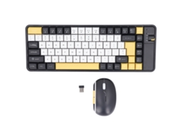 Conjunto Teclado e Mouse Sem Fio 84 Teclas QWERTY Bluetooth USB com contraste amarelo com MARCA