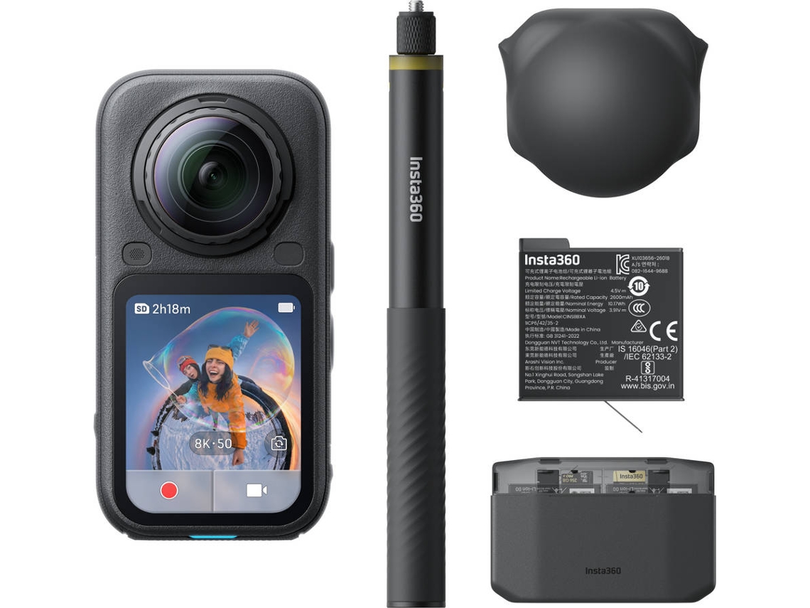 Kit Action Cam INSTA360 X6 Essential Midnight Black (8K - 120 MP - Wi-Fi e Bluetooth)