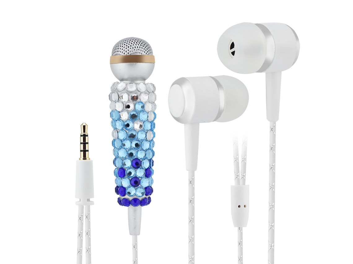Microfone Mini com Diamantes EOOCOO, gravação e escuta
