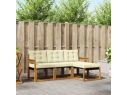 Vidaxl Conjunto De Sofás Para Exterior 4 Unid. Natural E Creme