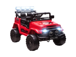 Carro Elétrico Faróis Crianças 3-5 Anos Off-road 12v 2 Motores Suspensão Controle Remoto Usb Música Semi Fio Correia 3-5km/h Vermelho