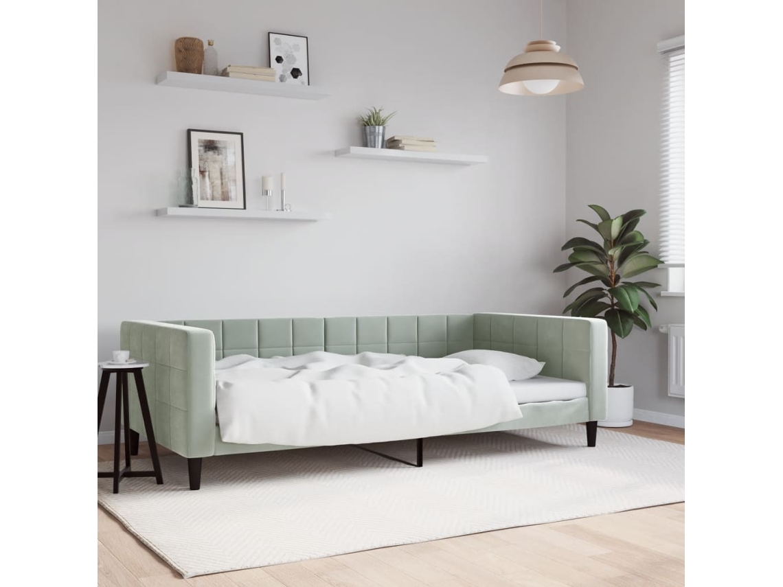 Vidaxl Sofá-cama 100x200 Cm Veludo Cinzento-claro