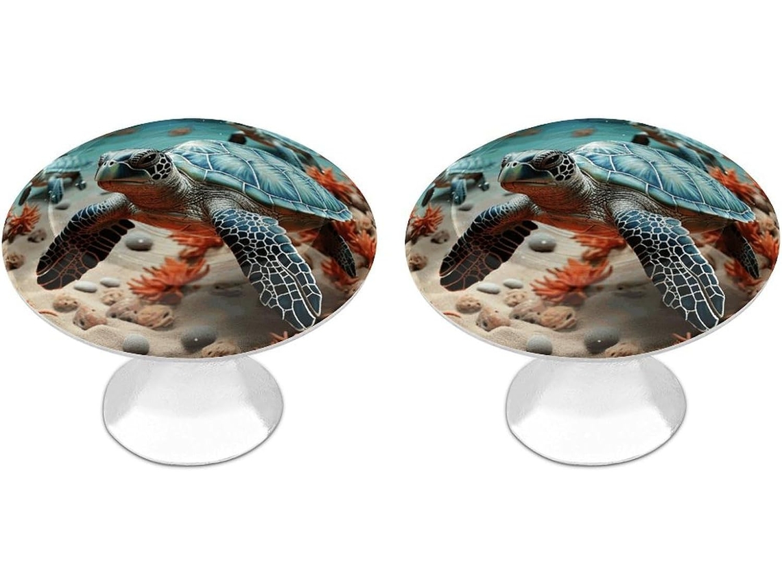 Conjunto De 2 Puxadores Aço Inoxidável Para Armários Cozinha, Com Design Personalizado De Tartaruga E Estrela Do Mar