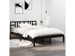 Estrutura De Cama 200x200 Cm Madeira Maciça Preto