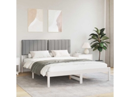 Vidaxl Estrutura De Cama Com Cabeceira Estofada Cinzento-claro
