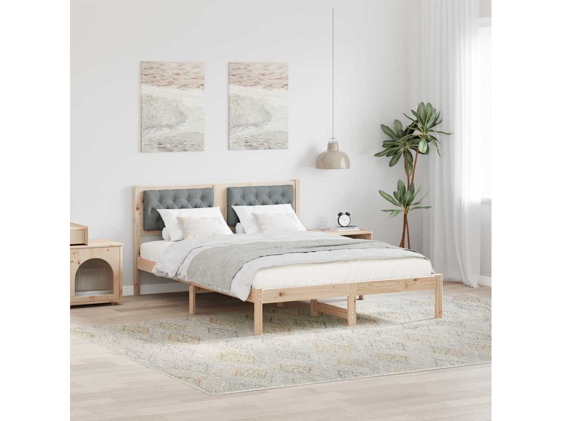 Vidaxl Estrutura da Cama com Cabeceira Cinzento claro 140 X 200 Cm