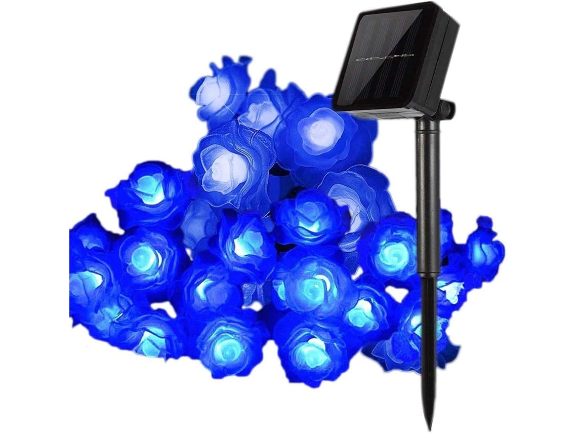 CORDÃO DE LUZES SOLARES, borboleta, 20 LEDs, azul e rosa, IP à prova d'água AQUAFORGE