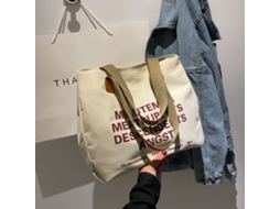 Bolsa de Lona Casual Grande Capacidade Tote para Mulheres e Homens Branco S/MARCA